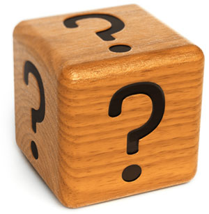 Wooden cube question mark