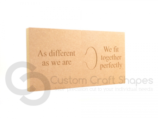 2 Piece Engraved Jigsaw Puzzle, "As different.." (18mm)
