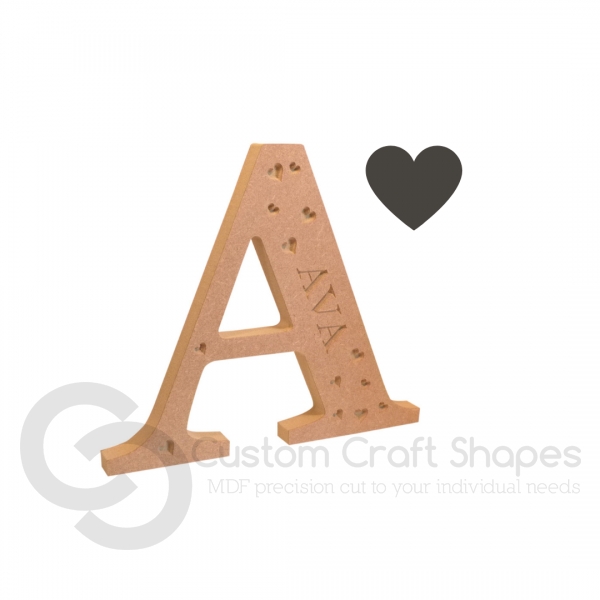 Engraved Letter with Name & Hearts (18mm)