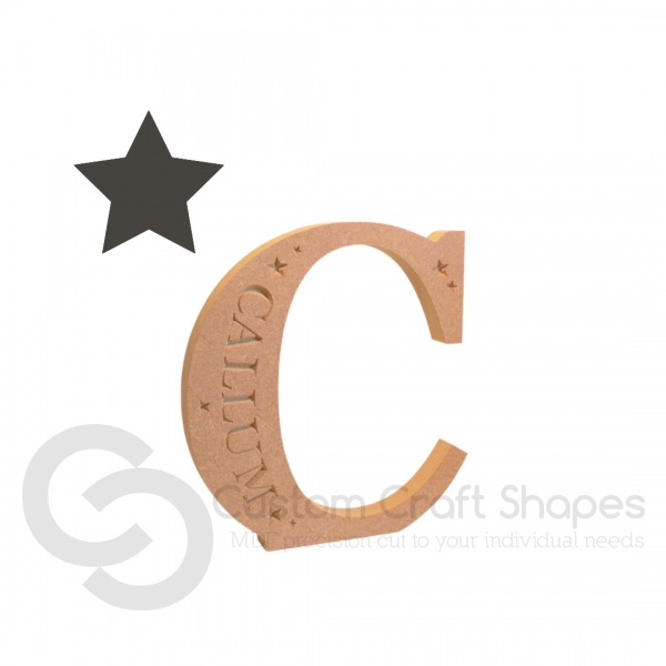 Engraved Letter with Name & Stars (18mm)