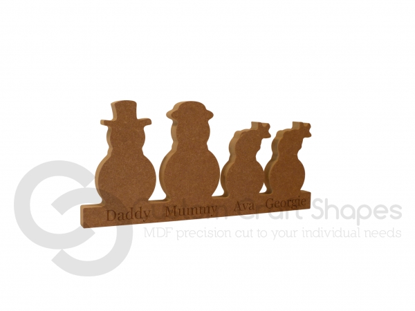 Engraved Snowman Family on Plinth (18mm)