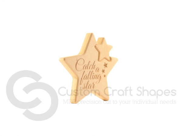 Engraved star in a star - "Catch a falling star" (18mm)