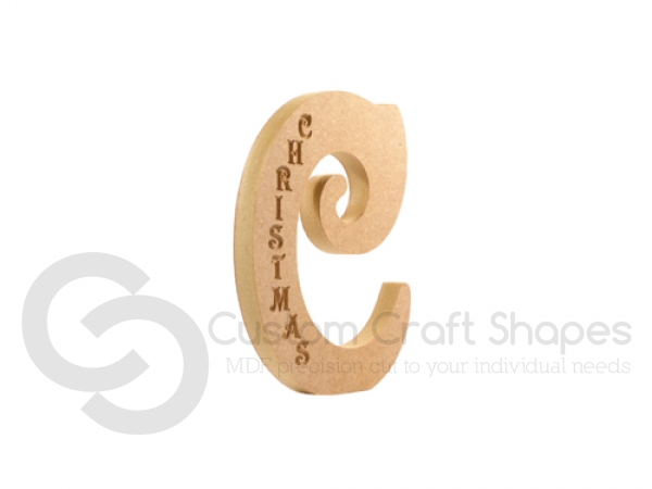 mdf engraved victorian letter c christmas 18mm victorian letter