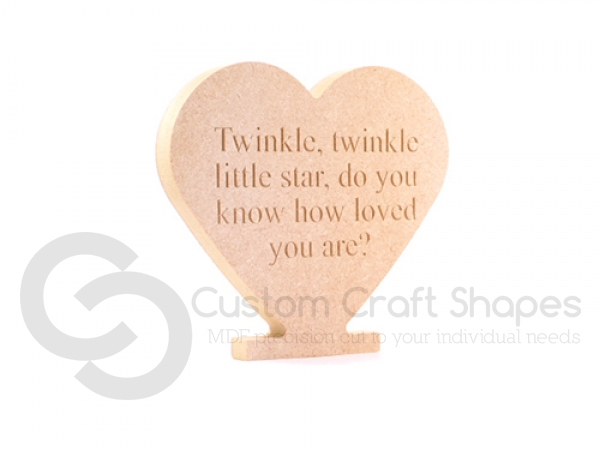 "Twinkle Twinkle Little Star..." Freestanding Engraved Heart (18mm)