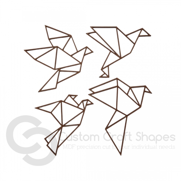 Geometric Set of 4 Origami Birds (3mm)