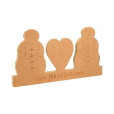 Blobby Snowman Couple with Heart on a Plinth (18mm)