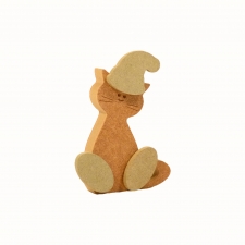 CHRISTMAS Wonky Cat with Engraved Face and 3D Feet/Hat (18mm)