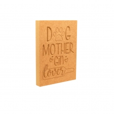 Dog Mother Gin Lover, Engraved Plaque (18mm)