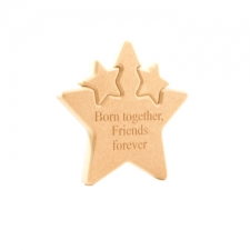 Double Interlocking Star, Engraved, 'Born together, Friends forever' (18mm) 