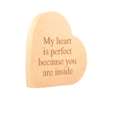 'My heart is perfect...' Engraved Heart o the Side (18mm)