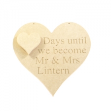 Days until we become Mr and Mrs,  Engraved Heart (6mm)