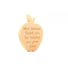 Personalised Freestanding Apple Shape "Miss/Mrs/Mr... Thank you for..." (18mm)