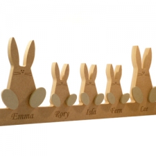 Engraved Wonky Bunny Family on a Plinth (18mm)