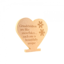 "Grandchildren are like snowflakes..." Engraved Freestanding Heart (18mm)