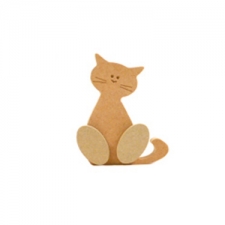 Freestanding Wonky Cat with Engraved Face and 3D Feet (18mm)