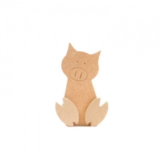 Freestanding Wonky Pig with Engraved Face and 3D Feet (18mm)