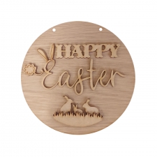 Happy Easter Oak Veneer Plaque (4mm)