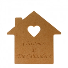 House with Heart cut out, Engraved, 'Christmas at the ...' (18mm)