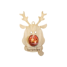 Personalised Hanging Reindeer Lindor Chocolate Holder (4mm Oak Veneer) 