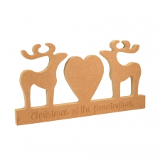 Reindeer Couple with Heart on a Plinth (18mm)