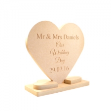 Wedding Heart with Stand, Personalised (18mm)